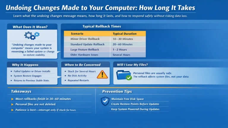 undoing changes made to your computer how long